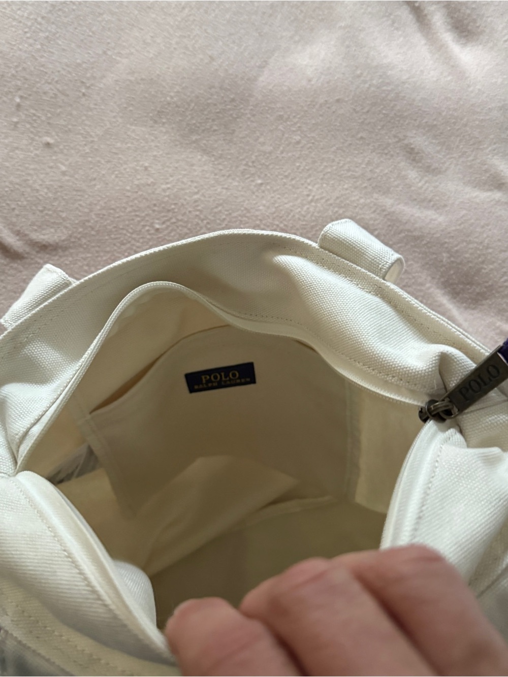 Ralph Lauren Cream Canvas Tote with Polo Bear Graphic - Picture 3 of 3
